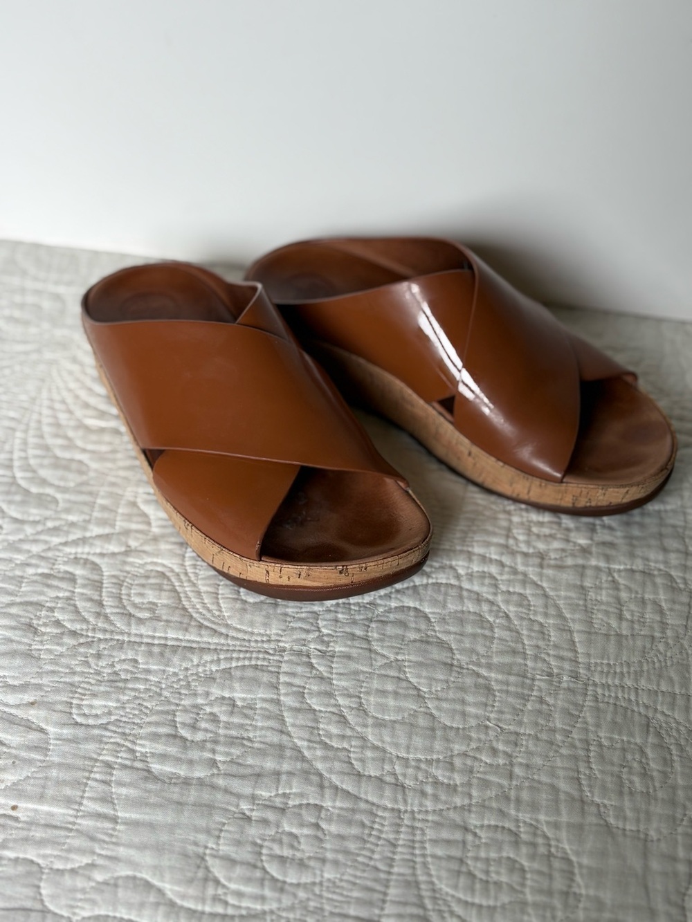 FitFlop Tan Kys Criss Cross Wedge Sandals